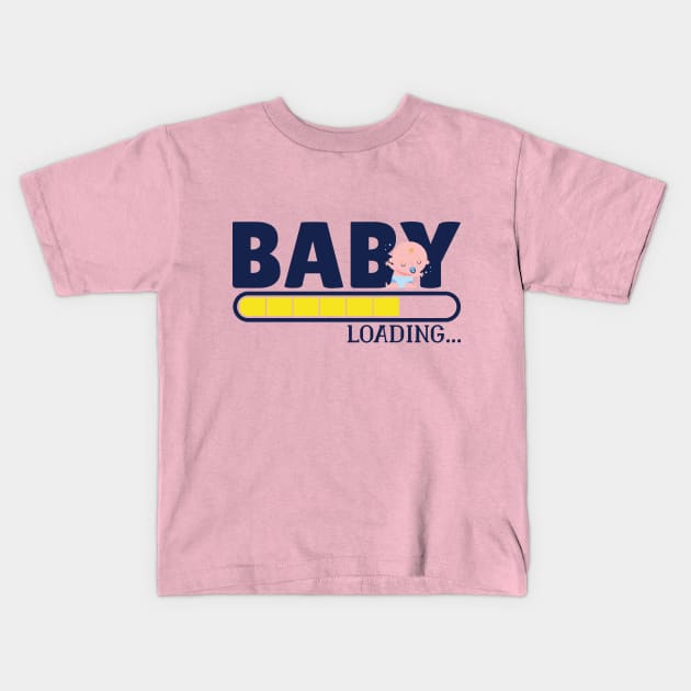 pregnant funny with Baby loading Kids T-Shirt by Midoart